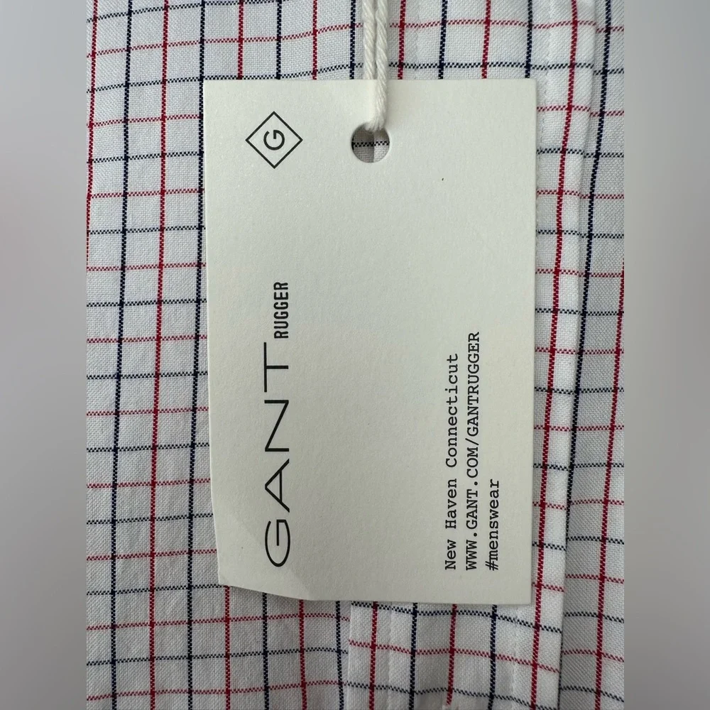 GANT Barney’s NY Rugger The Hugger Dreamy Oxford Tattersall HOBD Red NOS Shirt - Picture 9 of 15